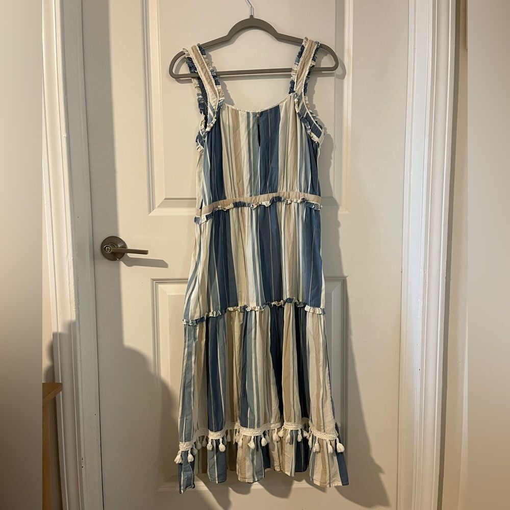 Cleobella Striped Midi Tassel Dress- Medium - Picture 5 of 5